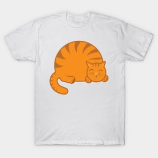 Sleepy Chubby Kitty - Orange T-Shirt